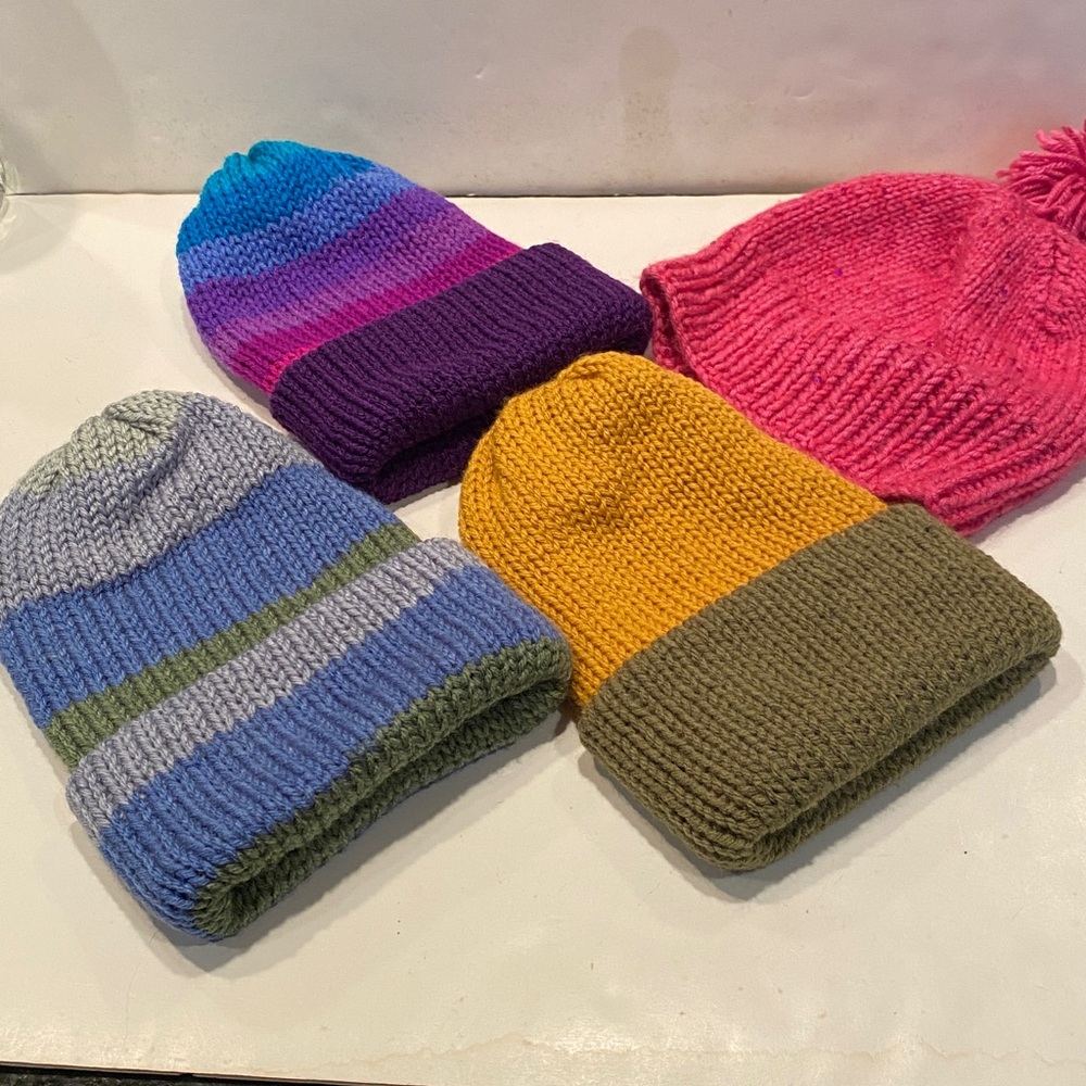 NWOT Hand-Knit Set of 4 Winter Hats